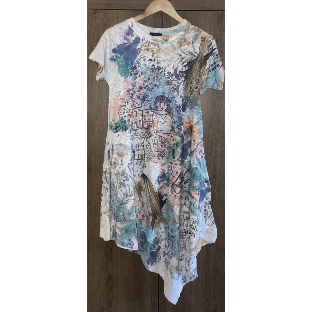 Inoah Art To wear Dress Size Small Artsy Colorful Short Sleeve Lagenlook